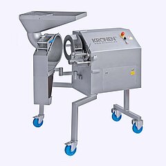 The cube, strip and slice cutting machine KUJ-V from KRONEN for vegetables, fruit and meat is very safe, simple to operate and easy to clean