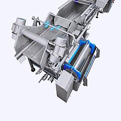 Tous les laveurs HEWA de KRONEN sont disponibles avec évacuation vibrante ou sur tapis - le choix de l'évacuation dépend du produit et des exigences de l'utilisateur.