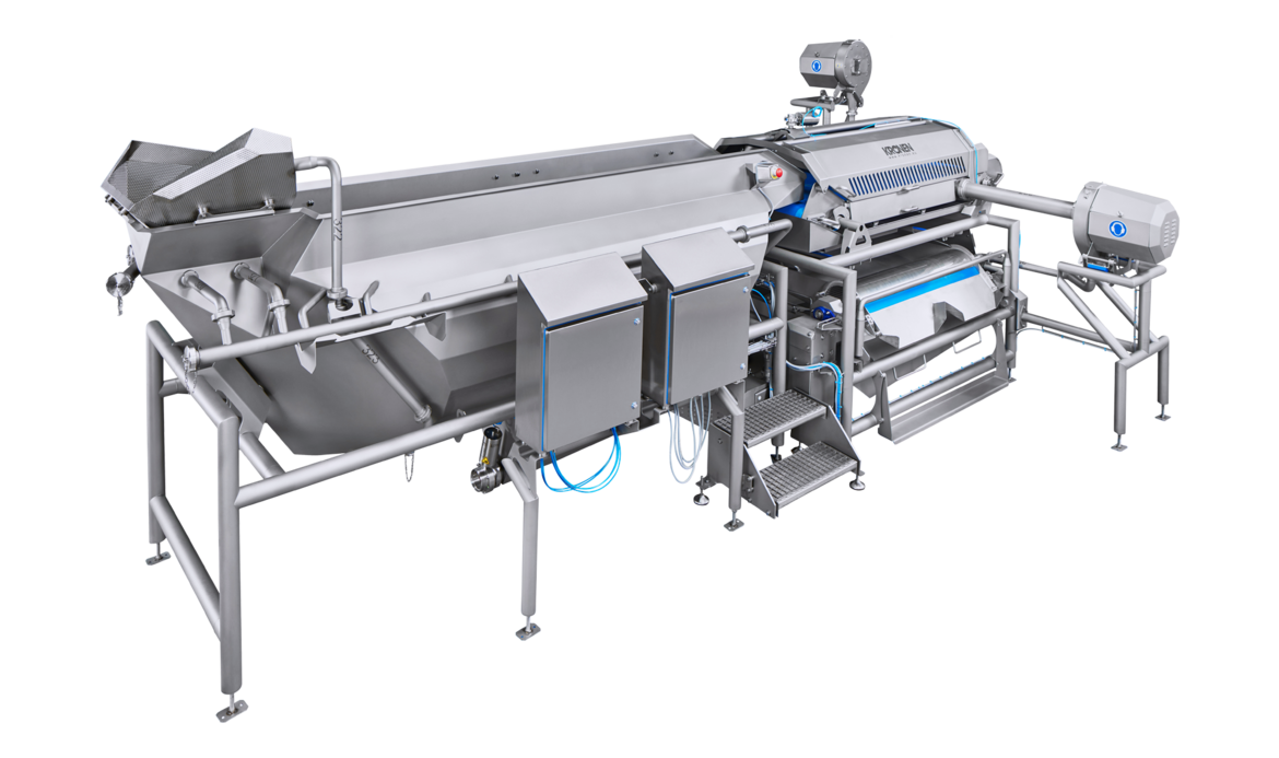 La lavadora GEWA XL de KRONEN establece nuevos estándares de higiene - Lavado efectivo, cuidadoso y económico de muy altas capacidades: hasta 5 t/h de productos enteros y cortados (lechuga, vegetales, hierbas, frutas, etc.).