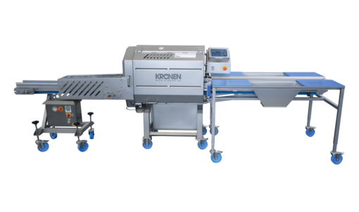 Coupeuse longitudinale GS 10-2 TTS avec réduction maximale des déchets grâce à la commande SPS - pour une découpe parfaite et en douceur des légumes, des fruits, des substituts végétaliens et de la charcuterie