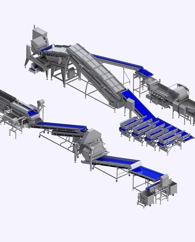 KRONEN food technology: salad, vegetable, herbs and fruit processing lines (e.g. lettuce, potatoes, carrots) 