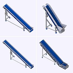 The PLUS and ECO conveyor belts from KRONEN are available in a wide range of different versions – e.g. with and without cleats as well as in different lengths, widths, heights and inclination angles etc.