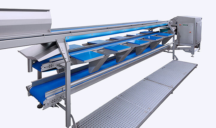 KRONEN cleaning and sorting tables: e.g. for sorting vegetables, roller sorting table