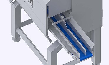 Plaques de guidage des produits de la coupeuse longitudinale GS 10-2 de KRONEN pour un alignement optimal des produits longs.