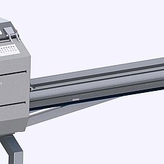 The processing capacity of the belt cutting machine GS 10-2 from KRONEN can be increased by extending the infeed belt.