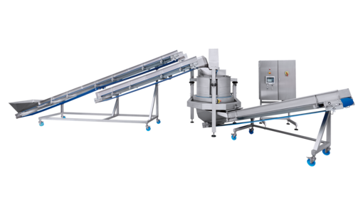 K650 Trocknungssystem von KRONEN: Großzentrifugenanlage für u.a. Salat (Salatmischungen, Feldsalat, Eisberg, Rucola, etc.), Kräuter, Spinat, geschnittenes Gemüse (z.B. Möhren und Kohl) und Obst sowie Pilze