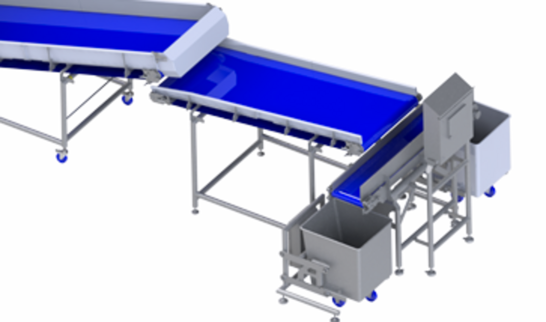 KRONEN processing line for salad and leaf vegetables up to 2 t/h: connected, fully automated line for weighing, sorting, washing and drying salad – e.g. baby leaf or mixed salad – as well as leafy vegetables