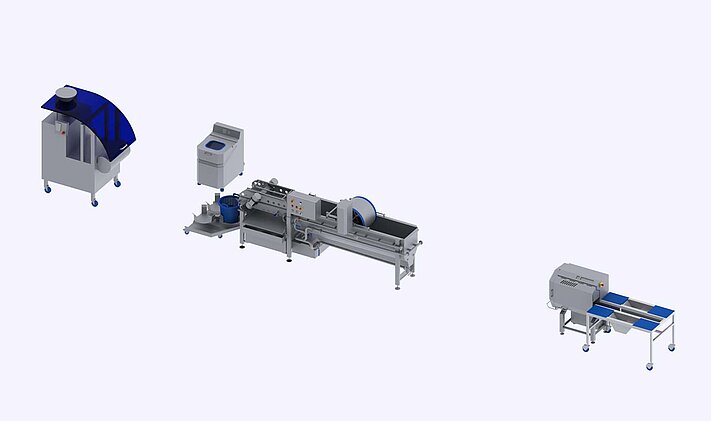 Basic KRONEN Verarbeitungs- und Verpackungslinie für Salat, Gemüse und Salat von 100 bis 1.000 kg/h: Step 1 