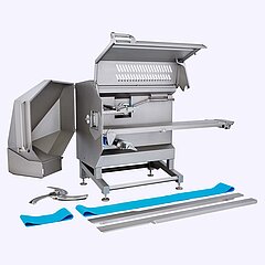 The belt cutting machine GS 20 from KRONEN has been designed for optimum and fast cleaning.