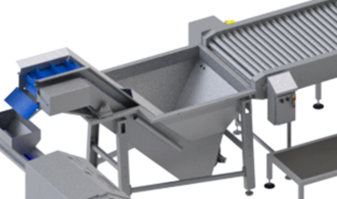 Línea procesadora de patatas, zanahorias, remolachas y apios de KRONEN para hasta 1200 kg/h: instalación completa semiautomática para el procesamiento de patatas