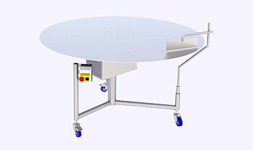 Plataforma de pesaje KWT 16 de KRONEN - Con la mesa giratoria, es posible transferir los productos a los demás procesos de manera continua.