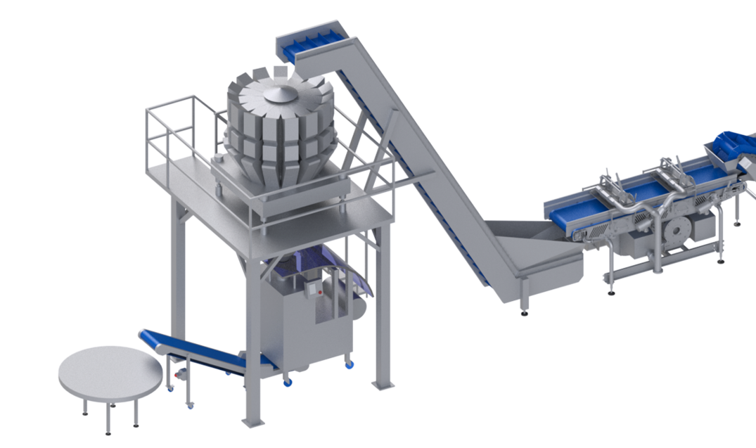 KRONEN processing and packaging line for fruit and vegetables (apples, pears and quince as well aseggplant , potatoes, and onions) up to 750 kg/h