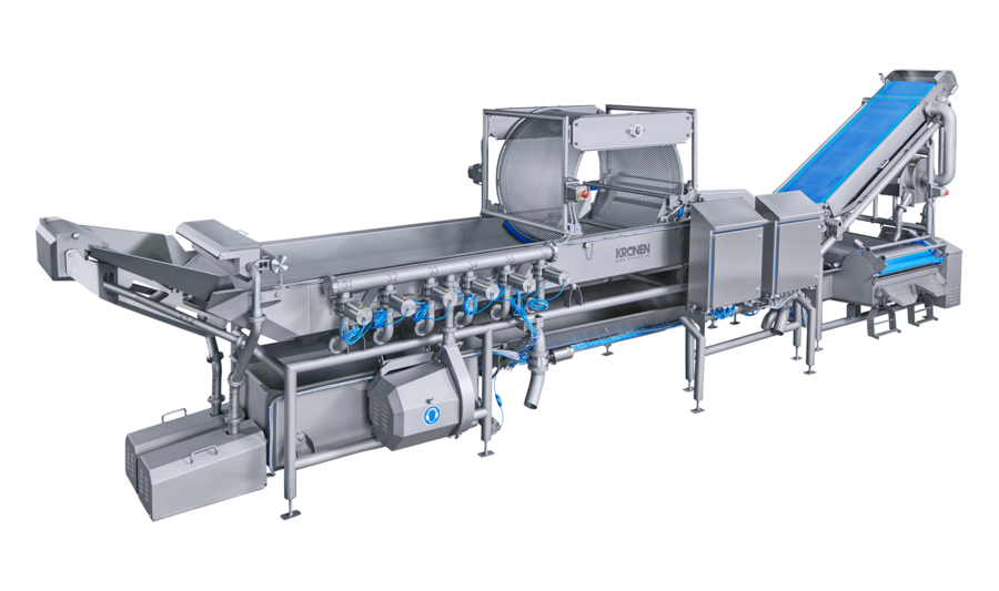 Vorwaschmaschine GEWA AF von KRONEN: schwimmende, besonders blättrige Produkte (Salat und Gemüse) ohne mechanische Belastung vorwaschen und Produktionsspitzen abfangen - bis 5 t/h