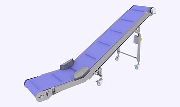 Plate-forme de pesée KWT 16 de KRONEN : le produit est évacué automatiquement et en douceur sur le tapis d’évacuation mobile.