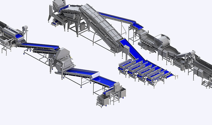 KRONEN food technology: salad, vegetable, herbs and fruit processing lines (e.g. lettuce, potatoes, carrots) 