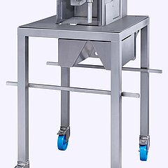 Base frame for the apple peeling & cutting machine AS 6 from KRONEN for ergonomic operation and simple cleaning