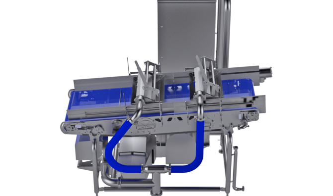 The belt dewatering system HFDS 2500/600 from KRONEN dewaters fruit and vegetables (whole and cut)