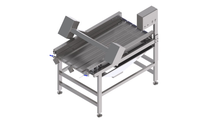 The sorting table with vibration is used for pre-sorting and pre-dewatering vegetables and other products.
