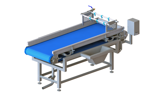 La table d'inspection permet le contrôle visuel des produits bruts ou de la qualité de l'épluchage et de la coupe des produits transformés.