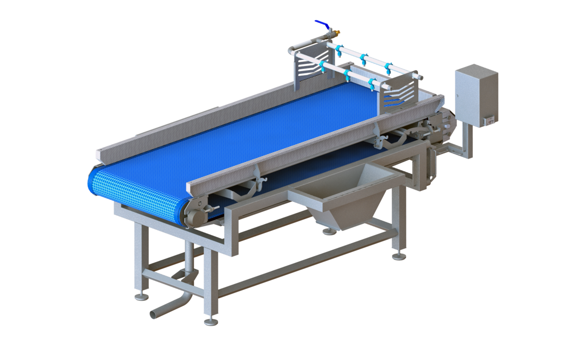 The inspection table makes visual checks on raw goods or on the peeling and cutting quality of processed goods possible