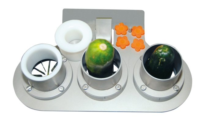 Manueller Teileinsatz MST von KRONEN zur Tischbefestigung, ideal zum Teilen von langen Gemüseprodukten in Segmente