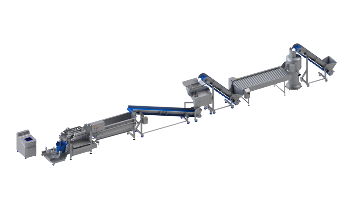 KRONEN processing line for potatoes, carrots, beets and celery up to 600 kg/h: semi-automatic entry-level line for potato processing