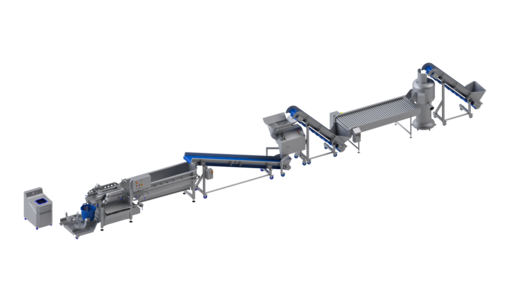 KRONEN Verarbeitungslinie für Kartoffeln, Möhren, Rüben und Sellerie bis 600 kg/h: halbautomatische Einsteiger-Anlage zur Kartoffel Verarbeitung