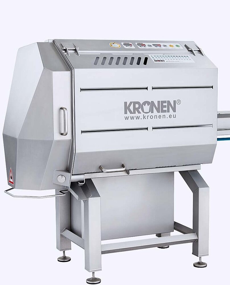 KRONEN food technology: salad processing machines, vegetable processing machines (e.g. carrot processing), fruit processing machines. Meat/fish processing machines, processing machines for vegan products, baked goods processing machines, pet food processing machines