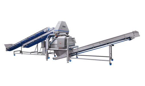 K850 drying system from KRONEN: large-scale centrifuge plant for up to 5 t/h – for products including salad (salad mixes, lamb’s lettuce, iceberg, rucola etc.), herbs, spinach, cut vegetables (e.g. carrots and cabbage) as well as fruit and mushrooms