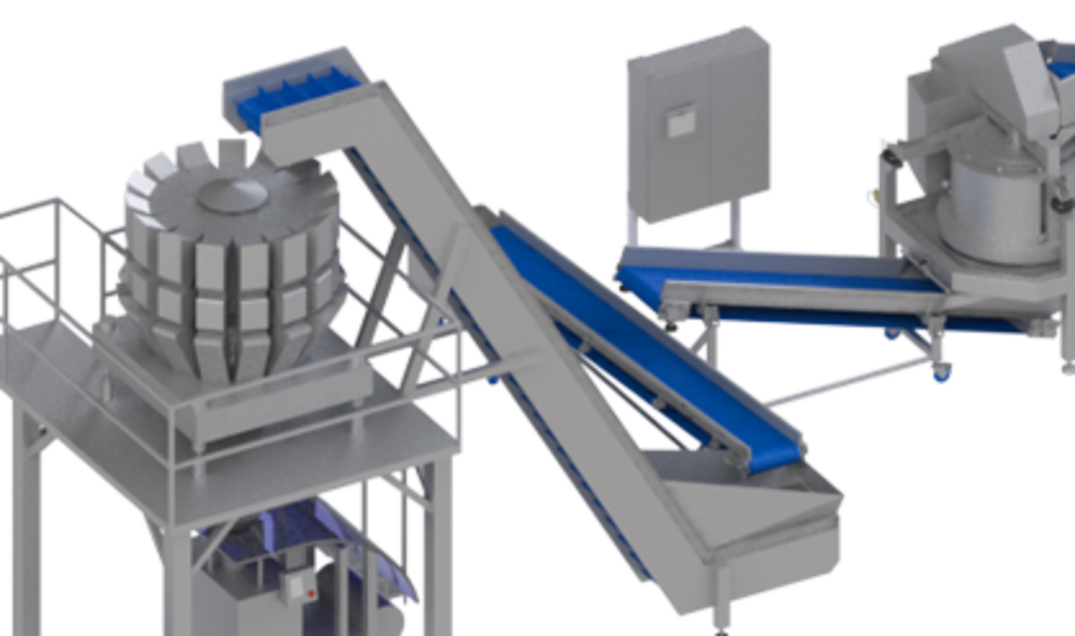 Automatische Salatverarbeitungs- und Verpackungslinie von KRONEN für bis zu 1.500 kg/h Eisberg und bis zu 2t/h Kohl und Möhren