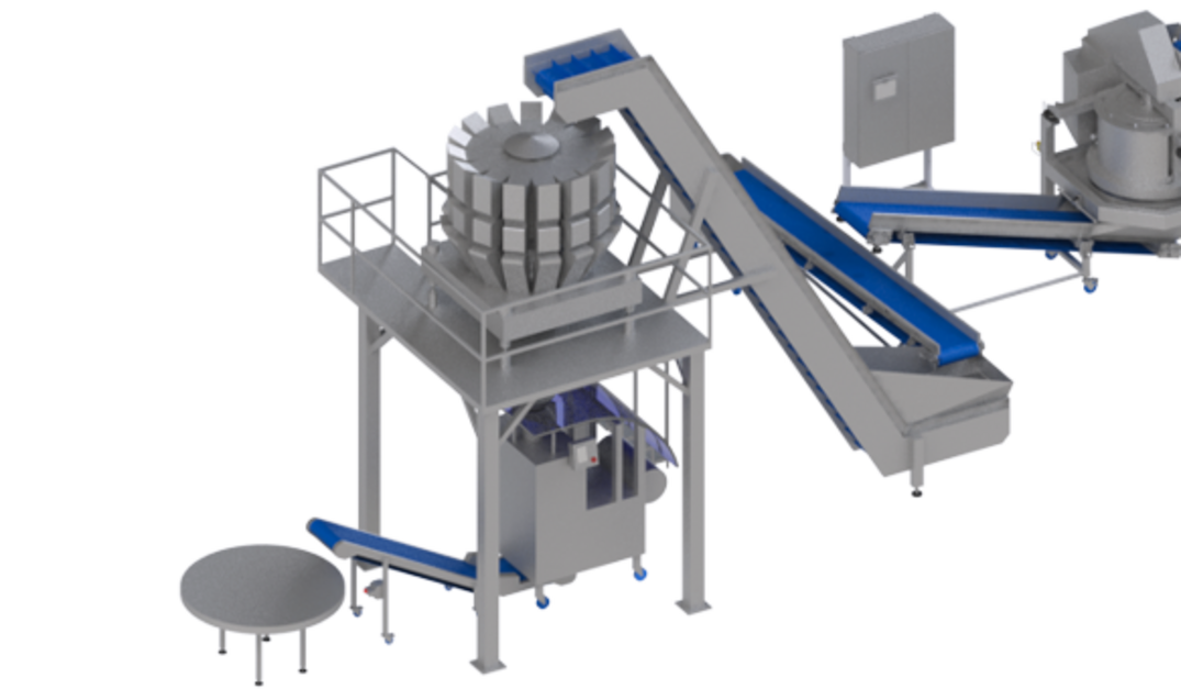 Automatische Salatverarbeitungs- und Verpackungslinie von KRONEN für bis zu 1.500 kg/h Eisberg und bis zu 2t/h Kohl und Möhren