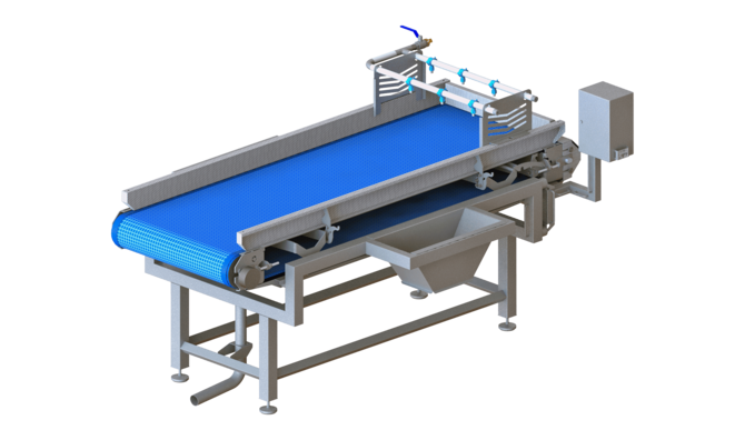 La table d'inspection permet le contrôle visuel des produits bruts ou de la qualité de l'épluchage et de la coupe des produits transformés.
