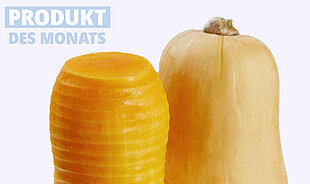 Produkt des Monats Kürbis: Geschälter und ungeschälter Butternut