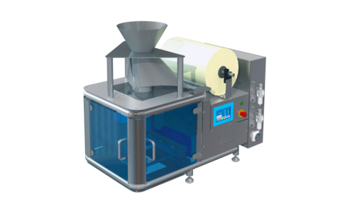 EASY 250 packaging machine for packing salad, vegetables, fruit and non-food products in pillow bags.