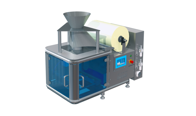 EASY 250 packaging machine for packing salad, vegetables, fruit and non-food products in pillow bags.