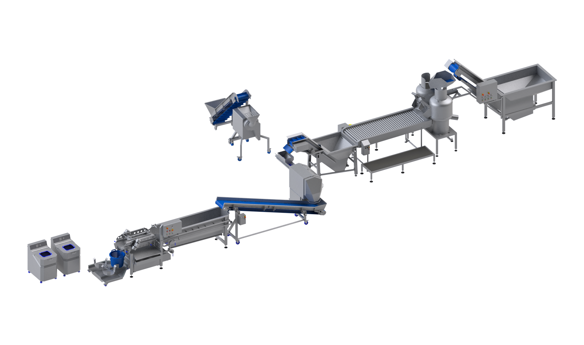 KRONEN processing line for potatoes, carrots, beets, and celery up to 1,200 kg/h: semi-automatic complete line for potato processing