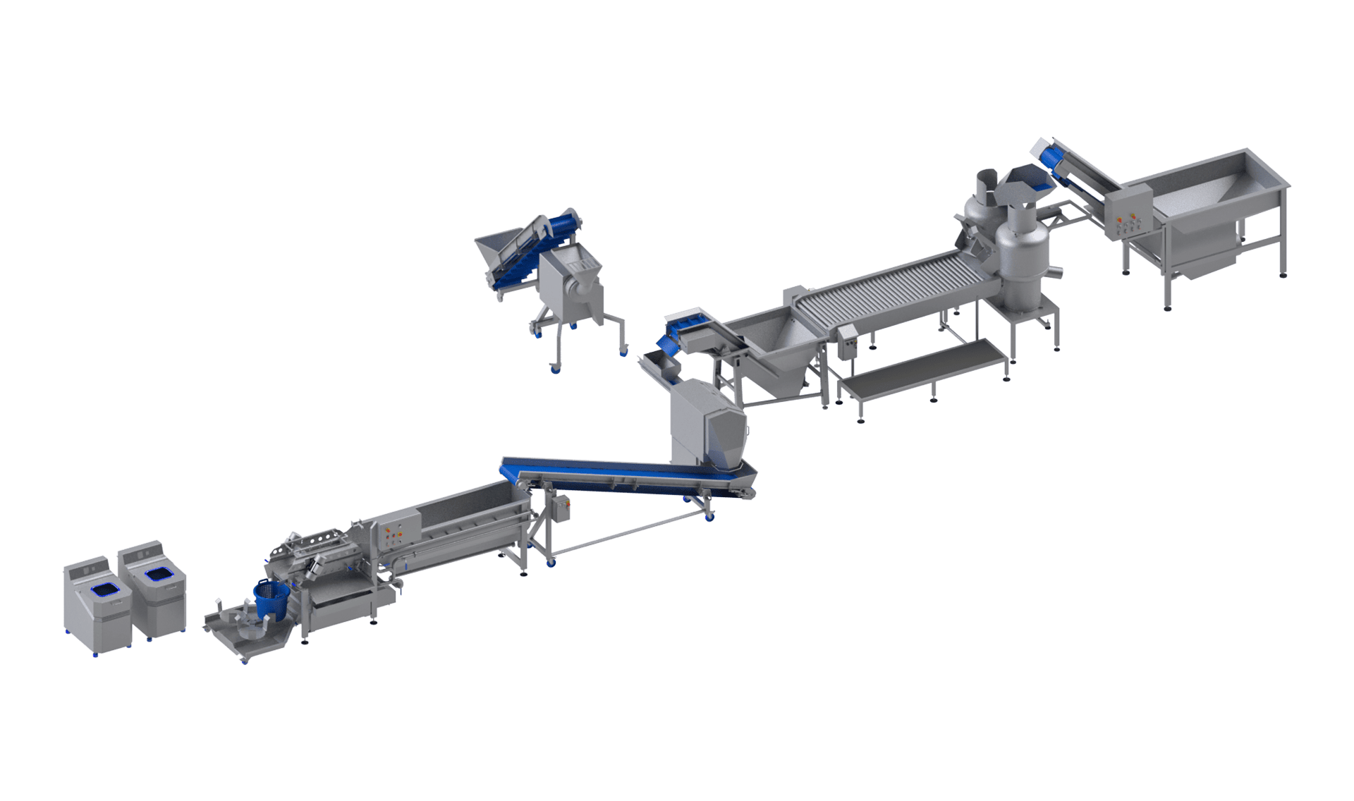 KRONEN Verarbeitungslinie für Kartoffeln, Möhren, Rüben und Sellerie bis 1.200 kg/h: halbautomatische Komplettanlage zur Kartoffel Verarbeitung