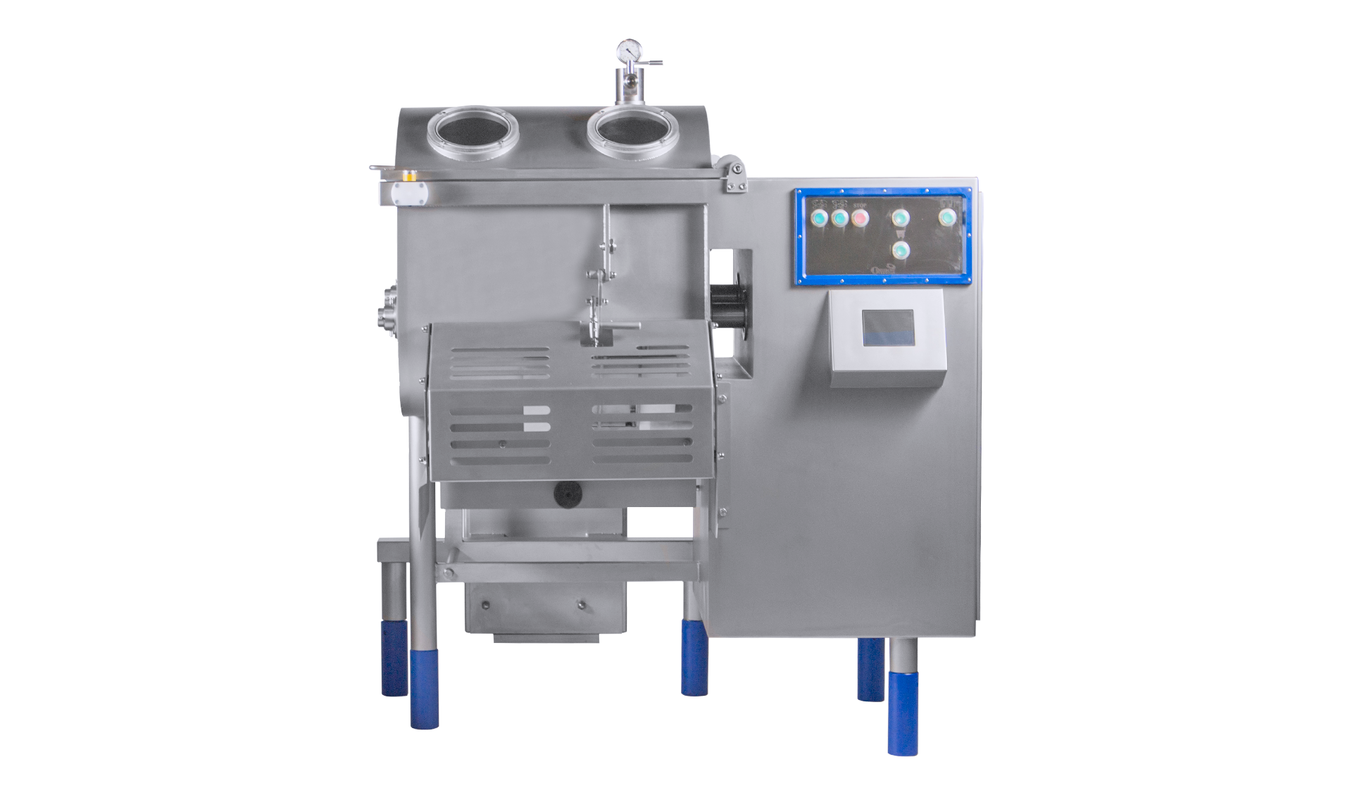 Salad and delicatessen mixing machine K230 from KRONEN for the homogeneous and gentle mixing of raw vegetables, crispy salads, herbs and delicatessen products, meat for the production of  sausage productsand hamburgers as well as ingredients for pizza making – for industrial applications