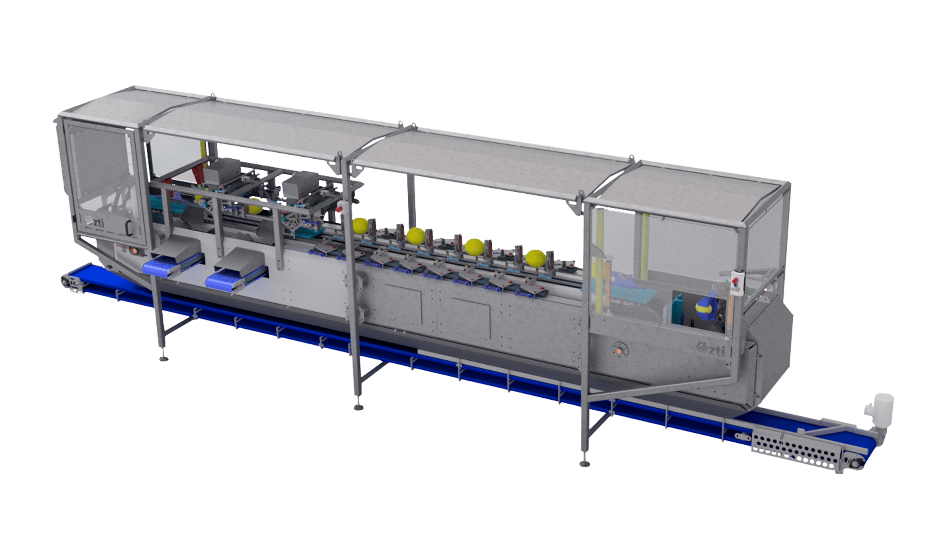 Mango peeling machine for the pitting, peeling and cutting of mangoes into fillets