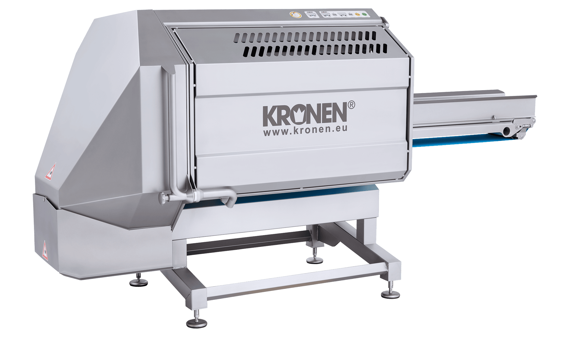 Máquina multifunción GS 10 de KRONEN para el corte exacto y cuidadoso de los más variados alimentos como lechugas, vegetales, frutas, hierbas, carnes, embutidos, pescados, productos veganos alternativos y panificados en cantidades muy grandes.