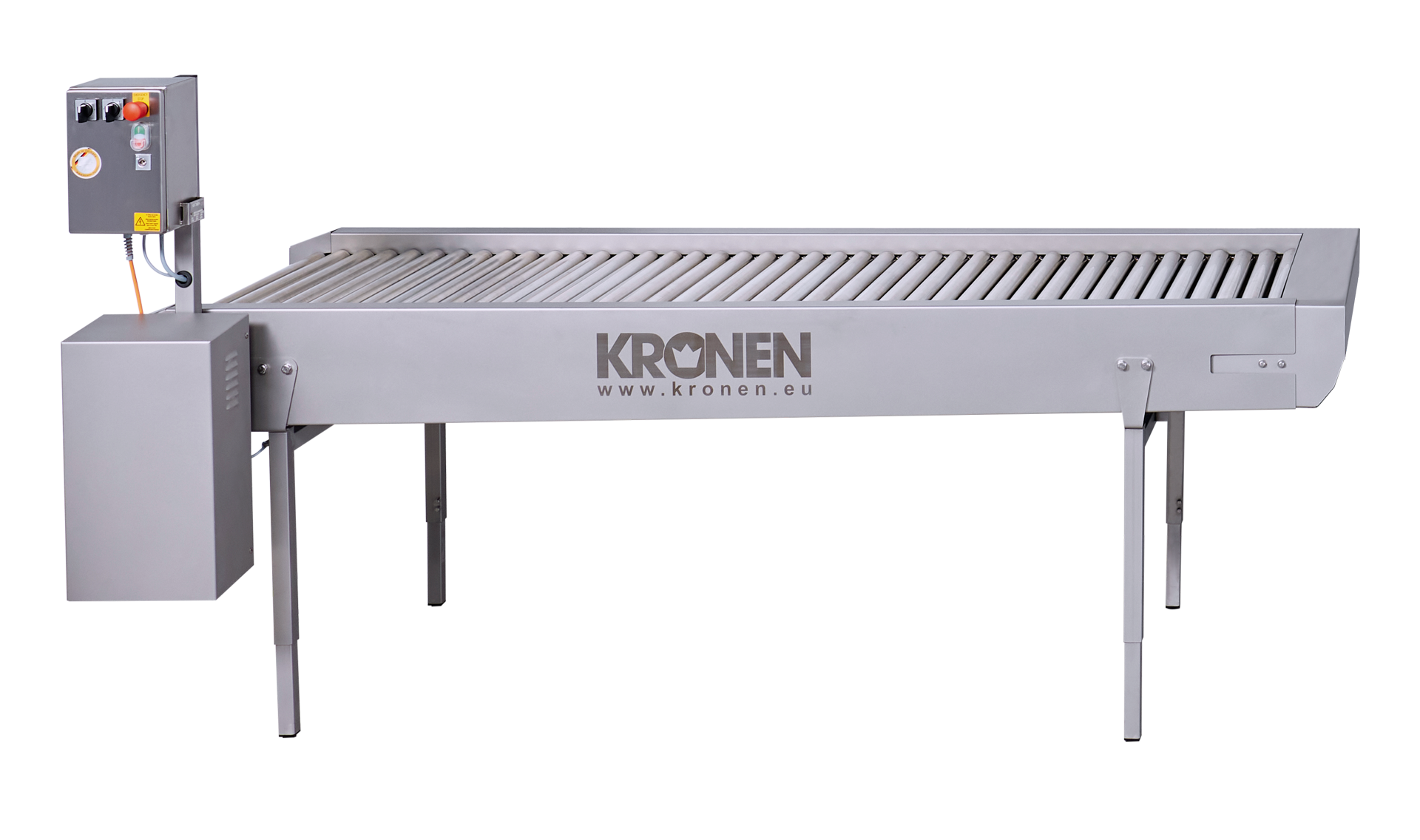 Der Rollensortiertisch ermöglicht eine effiziente optische Produktinspektion bei Rohware oder Kontrolle von Schäl- und Schnittqualität ganzer Produkte.