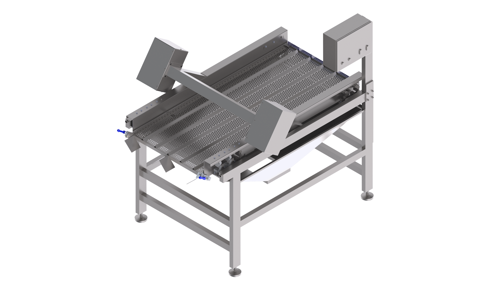 La table de tri avec vibration est conçue pour prétrier et pré-égoutter les légumes et les autres produits.