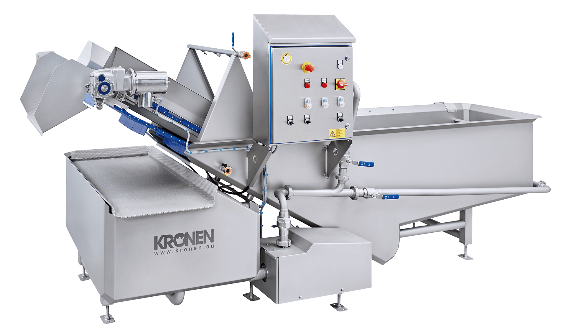 The decontamination and washing system DECONWA Prep is used for the wet decontamination of whole fruits and vegetables.