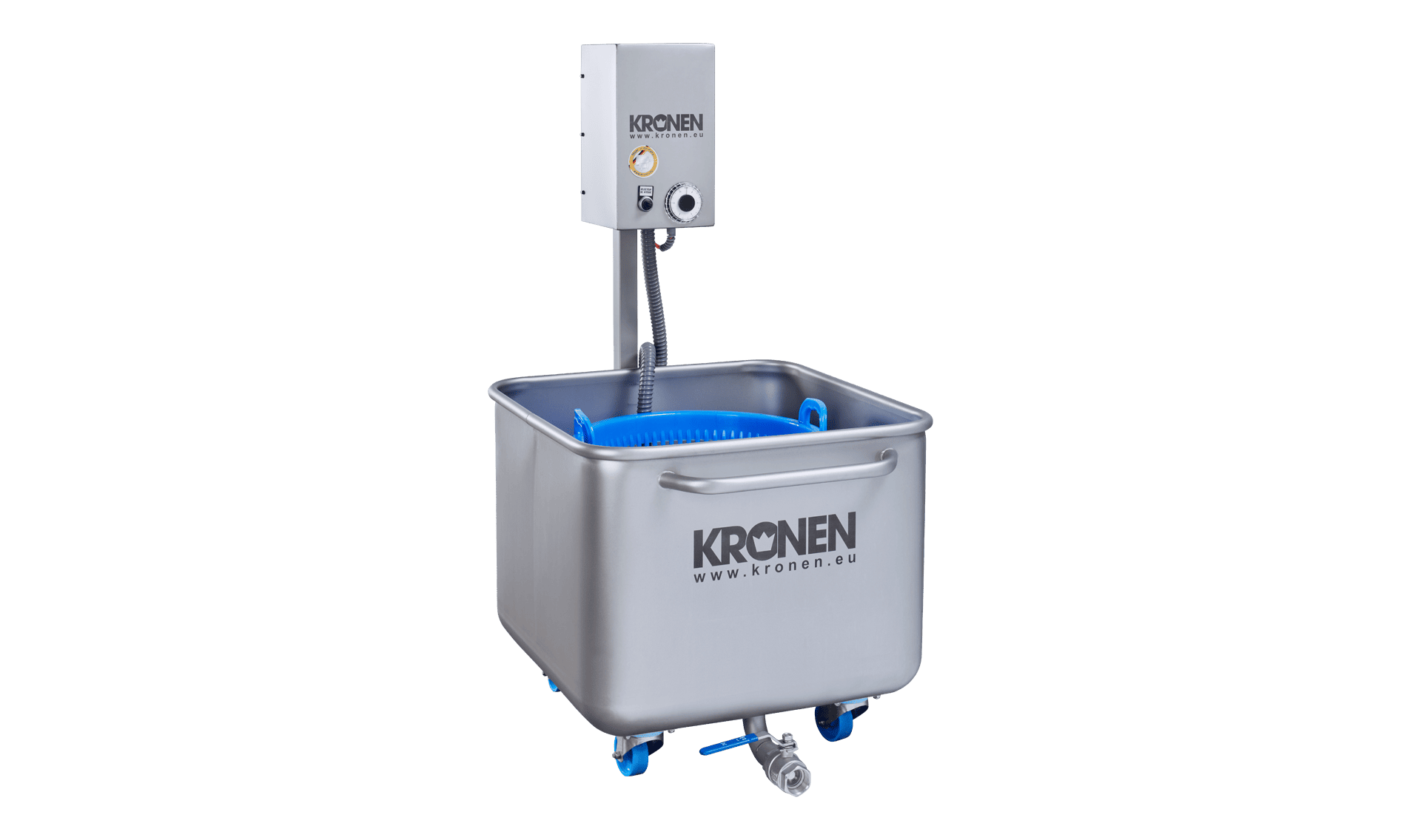 Batch-Gebläsewaschmaschine DS1000 mobil von KRONEN für das Waschen, Tauchen und hygienische Behandeln von Salat, Gemüse und Obst in kleineren Mengen