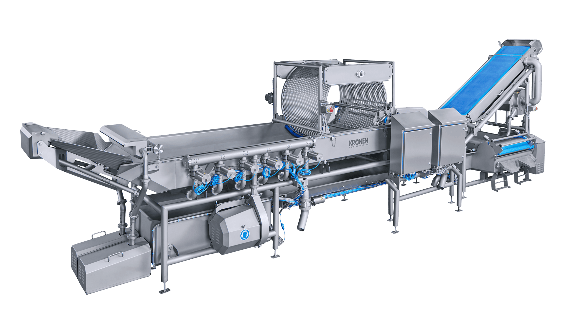 Vorwaschmaschine GEWA AF von KRONEN: schwimmende, besonders blättrige Produkte (Salat und Gemüse) ohne mechanische Belastung vorwaschen und Produktionsspitzen abfangen - bis 5 t/h