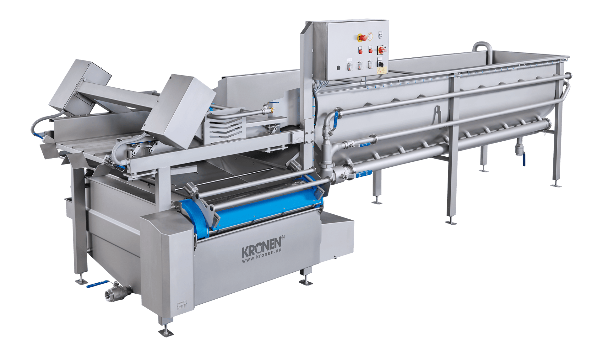 Waschmaschine GEWA 5000 PLUS von KRONEN für effektives, schonendes und sparsames Waschen von geschnittenen und ganzen Produkten (Salat, Gemüse, Kräuter, Obst u.a.) - große Kapazitäten bis 5 t/h.
