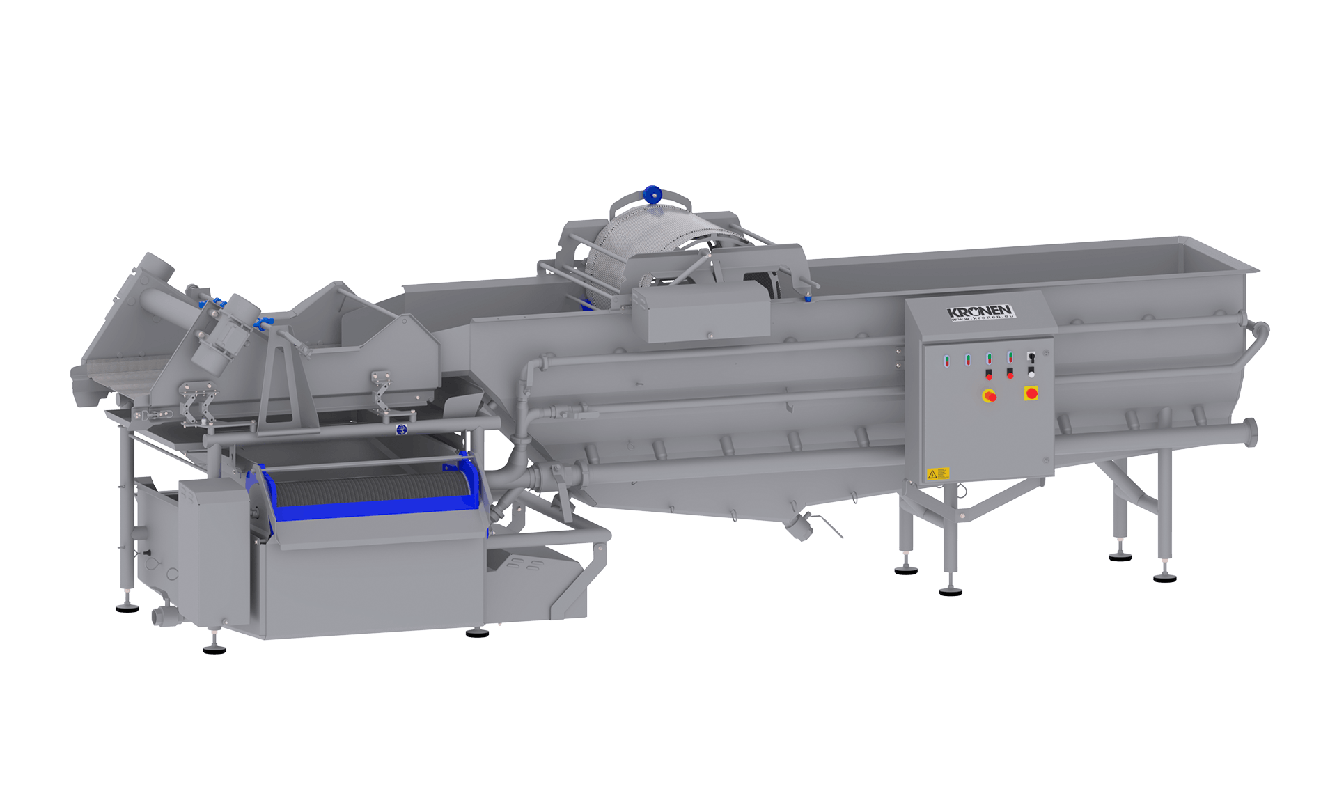 Waschmaschine HEWA 5000 von KRONEN für effektives, schonendes und sparsames Waschen von geschnittenen und ganzen Produkten (Salat, Gemüse, Kräuter, Obst u.a.) bis 5 t/h