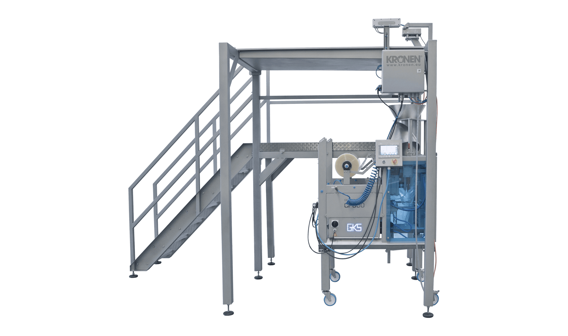 Plataforma de pesaje KWT 16 de KRONEN para los procesos de mezcla, pesaje y llenado semiautomáticos y ergonómicos de alimentos y productos en bolsas representativas